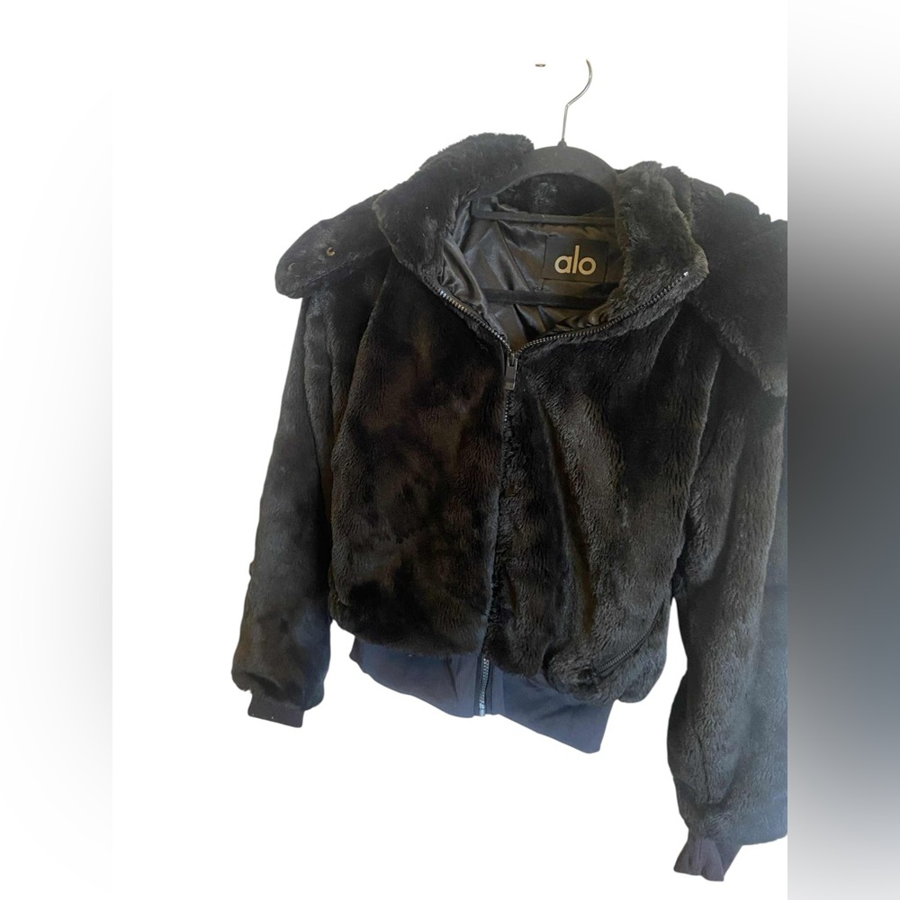 ALO Yoga Black Foxy Faux Fur Jacket, Size Small SOLD OUT